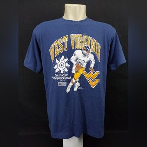 Vintage 80's TNT Printed Tshirt Sunkist Fiesta Bowl 1989 West Virginia,Size:XL